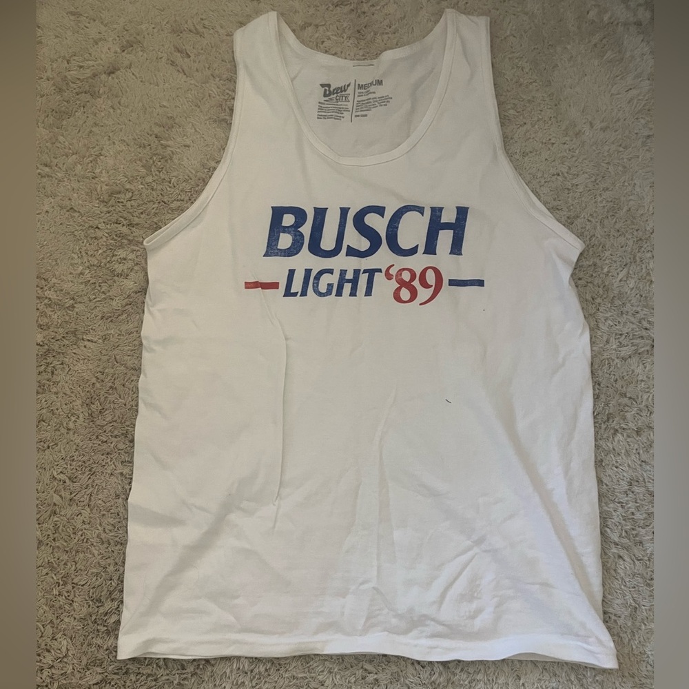 Brew City Busch Light ‘89 White Tank Top Sz Medium